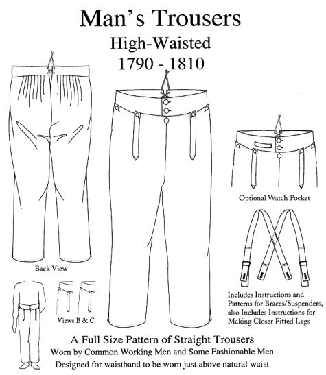 Man's Trousers High-Waisted 1790-1810 (KK4303)