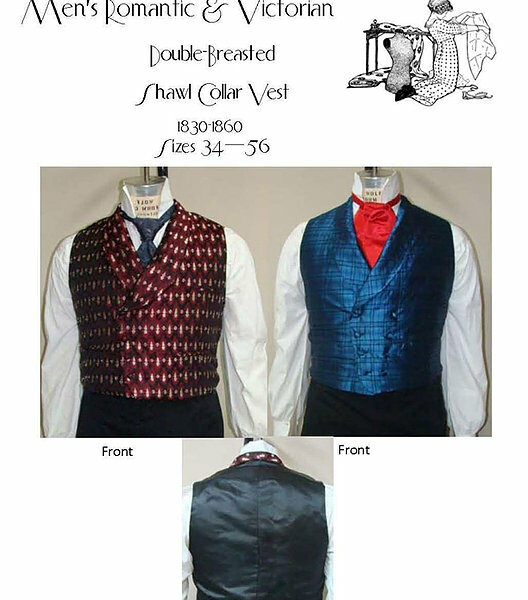Romantic and Victorian Double-breasted Shawl Collar Vest 1830 - 1860 (LM5)