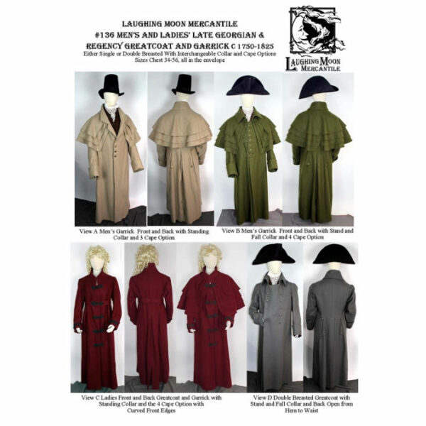 Men's &. Ladies' Late Georgian & Regency Greatcoat and Garrick c. 1750-1825 (LM136)