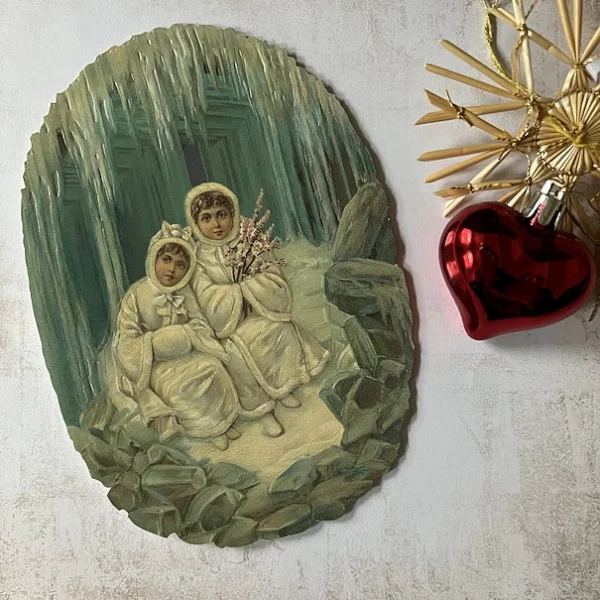 Victorian Fold-out Standing Card Winter Children